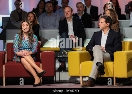 Madrid, Spain. 13th Mar 2019. Sara Jimenez(L) and Albert Rivera(R) seen attending the debate on discrimination that exists in Spain Credit: Jesús Hellin/Alamy Live News Stock Photo