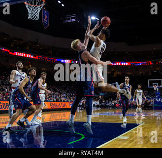 Mar 12 2019 Las Vegas, NV, U.S.A. Gonzaga forward Brandon Clarke (15) drives to the basket during the NCAA West Coast Conference Men's Basketball Tournament championship between the Gonzaga Bulldogs and the Saint Mary's Gaels 47-60 lost at Orleans Arena Las Vegas, NV. Thurman James/CSM Stock Photo