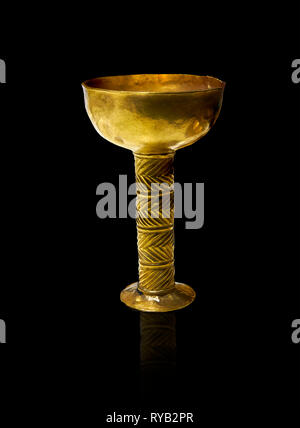 Bronze Age Hattian gold goblet from Grave K, possibly a Bronze Age Royal grave (2500 BC to 2250 BC) - Alacahoyuk - Museum of Anatolian Civilisations,  Stock Photo