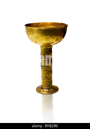 Bronze Age Hattian gold goblet from Grave K, possibly a Bronze Age Royal grave (2500 BC to 2250 BC) - Alacahoyuk - Museum of Anatolian Civilisations,  Stock Photo