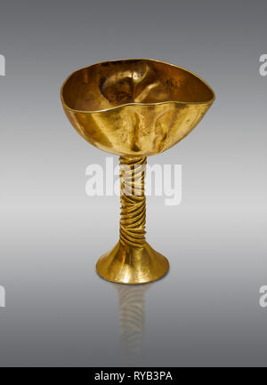 Bronze Age Hattian gold goblet from a possible Bronze Age Royal grave (2500 BC to 2250 BC) - Alacahoyuk - Museum of Anatolian Civilisations, Ankara, T Stock Photo