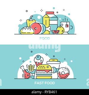 Food concept - modern line design style illustrations Stock Vector