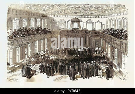 The Cambridge Chancellorship Election: Interior of the Senate House. The Election. UK, 1847 Stock Photo