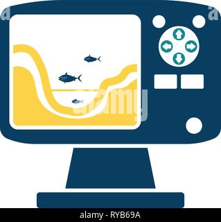 Icon of echo sounder  . Flat color design. Vector illustration. Stock Vector