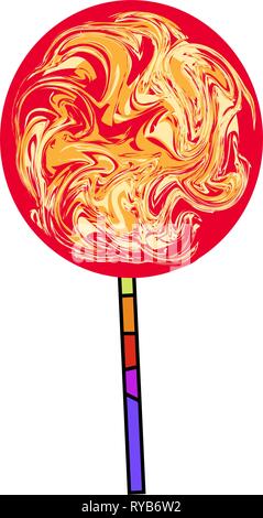 Icon round candy on a stick. Vector illustration on white background. Stock Vector