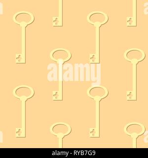 Seamless background with retro keys silhouette. Vector illustration Stock Vector