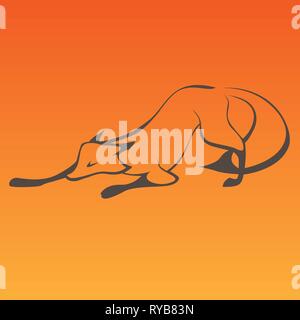 Fox sign in curve lines. Vector illustration Stock Vector