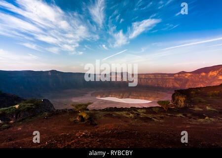 A stunning view of the Al Wahbah Crater on a sunny day, Saudi Arabia Stock Photo