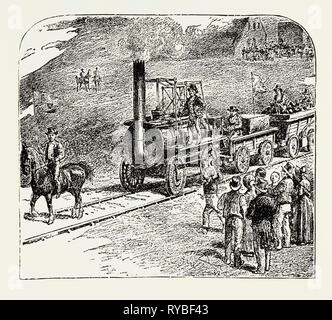 First Train on the Stockton and Darlington Railway - 1825 drawn by ...