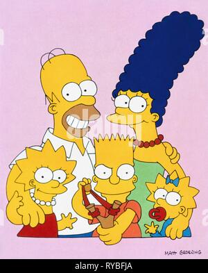 LISA, HOMER, BART, MARGE,MAGGIE SIMPSON, THE SIMPSONS, 1989 Stock Photo