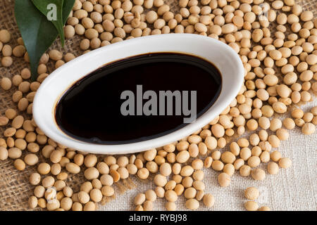 Say sauce with soy beans Stock Photo