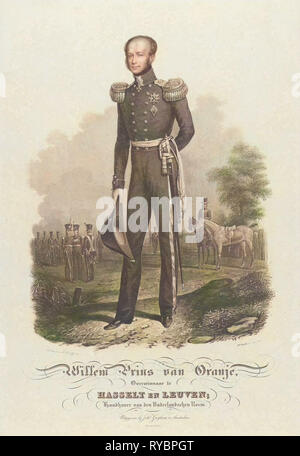 Portrait of William II, King of the Netherlands, Willem Hendrik Hoogkamer, Hendrik Klouzing (II), J. Guykens, 1831 - 1833 Stock Photo