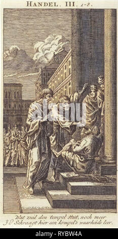 The lame man healed Acts 3:1-3-26 miracles of Jesus: old bible card ...