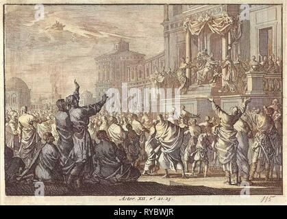 Death of Herod Agrippa, Jan Luyken, Pieter Mortier, 1703 - 1762 Stock Photo