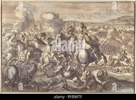 Death of King Gustavus Adolphus of Sweden at the Battle of Lutzen, southwest of Leipzig, Germany, 1632, Johann David Zunnern, 1701 Stock Photo