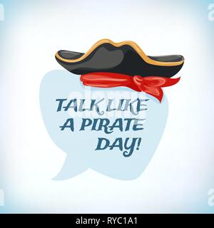 Talk Like A Pirate Day. Bones and Skull. Filibuster cap. Corsair Vector illustration. Stock Vector