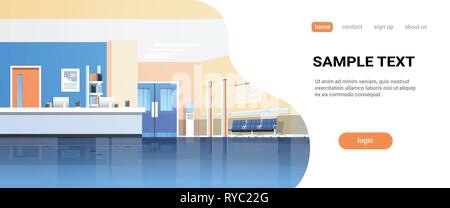 Hospital Reception Waiting Hall With Counter Seats Doors And