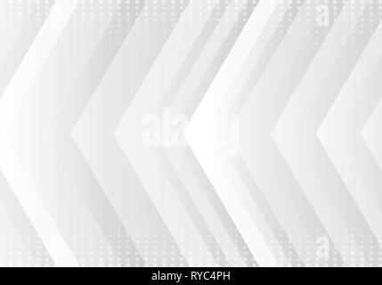 Abstract gradient gray and white arrows pattern technology futuristic concept background with halftone texture. Vector illustration Stock Vector