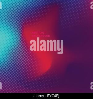 Abstract blurred gradient background trendy pink, purple, and blue vibrant colors with halftone texture. Vector illustration Stock Vector