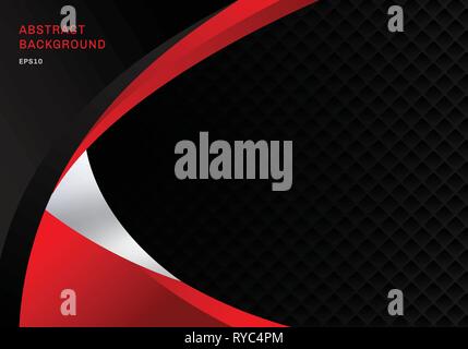 Template abstract red and black contrast corporate business curves background with squares pattern texture and copy space. You can use for cover broch Stock Vector