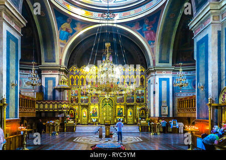 Chernivtsi Pink Colored Holy Spirit Cathedral Interior Altar Iconostasis View Stock Photo