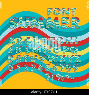 Summer vector font modern typography for decoration, logo, poster, t-shirt, book, card, sale banner, printing on fabric, industrial. Trendy alphabet. Stock Vector
