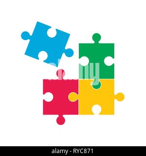 Vector illustration, flat design. Simple puzzle icon color Stock Vector