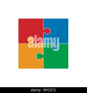Vector illustration, flat design. Simple puzzle icon color Stock Vector