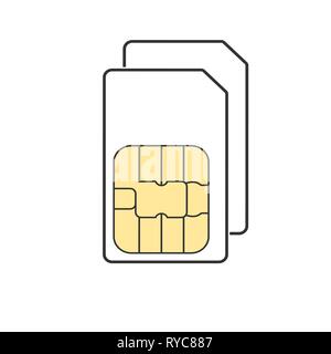 Vector illustration, flat design. Dual SIM card icon Stock Vector