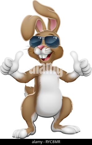 Easter Bunny Cool Rabbit Cartoon Giving Thumbs Up Stock Vector