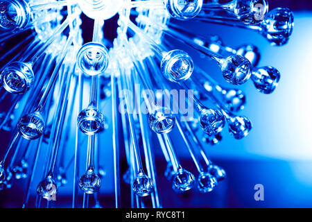 Blue frozen drops of glass. Abstract glass background. Texture. Abstract light Stock Photo