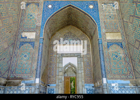 Samarkand Tashkent Road Bibi Khanym Mosque Main Gate Entrance Iwan View Closeup Stock Photo