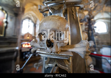 The Sedlec Ossuary or Bone Church in Kutná Hora, Prague, Czech Republic Stock Photo