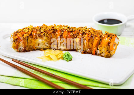 New York Crunch Sushi Roll Stock Photo