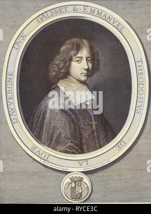 Portrait of Cardinal Emmanuel Theodore de la Tour d'Auvergne, Michel Natalis, 1665 Stock Photo