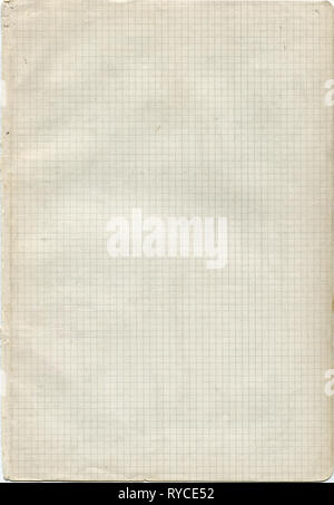 Old notebook, squared sheet Stock Photo