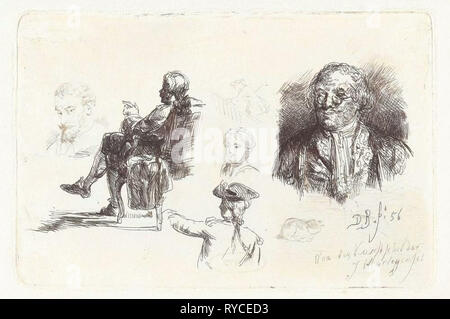 Study Sheet with different figures, David Bles, Joseph Hartogensis, 1856 Stock Photo