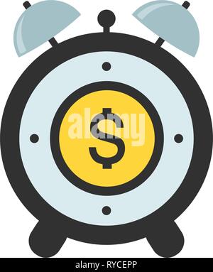 Alarm clock icon vector with Dollar money flat sign symbols. wake-up time and working hours. Vector illustration Stock Vector
