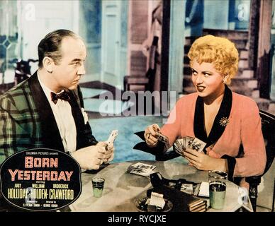 BRODERICK CRAWFORD, JUDY HOLLIDAY POSTER, BORN YESTERDAY, 1950 Stock Photo