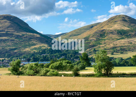 The Alva Glen in the Ochil Hills from the Woods caravan site, near Alva, Clackmannanshire, Scotland, UK Stock Photo