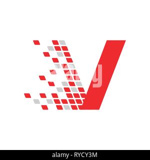 Initial V Letter Digital Data Movement Vector Symbol Graphic Logo Design Template Stock Vector