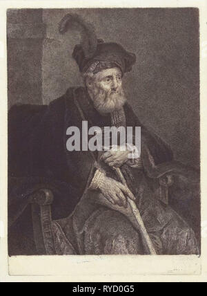 Portrait of an unknown old man in a chair, Johannes Pieter de Frey, Philips Koninck, 1797 Stock Photo