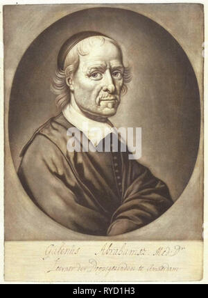 Portrait of Galen Abrahamsz Rooster, Michiel van Musscher, 1655 - 1705 Stock Photo