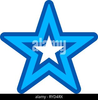 Star symbol icon - blue simple hollow with outline, 5 pointed rounded, isolated - vector illustration Stock Vector