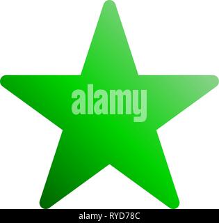 Star symbol icon - green gradient, 5 pointed rounded, isolated - vector illustration Stock Vector