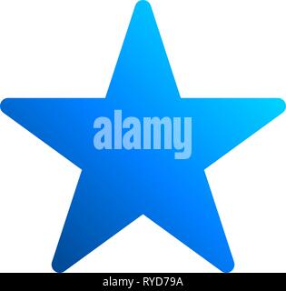 Star symbol icon - blue gradient, 5 pointed rounded, isolated - vector illustration Stock Vector