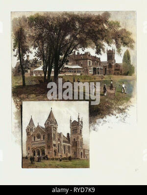 Lieutenant-Governor's Residence (Top), St. Andrew's Church (Bottom), Toronto and Vicinity, Canada, Nineteenth Century Engraving Stock Photo