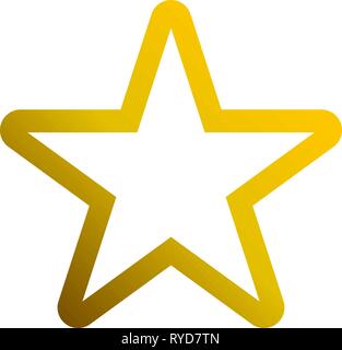 Star symbol icon - golden gradient outline, 5 pointed rounded, isolated - vector illustration Stock Vector