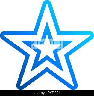 Star symbol icon - blue hollow gradient outline, 5 pointed rounded, isolated - vector illustration Stock Vector