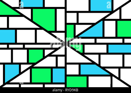 Abstract mosaic pattern grid with random colours blue and green - illustration Stock Photo